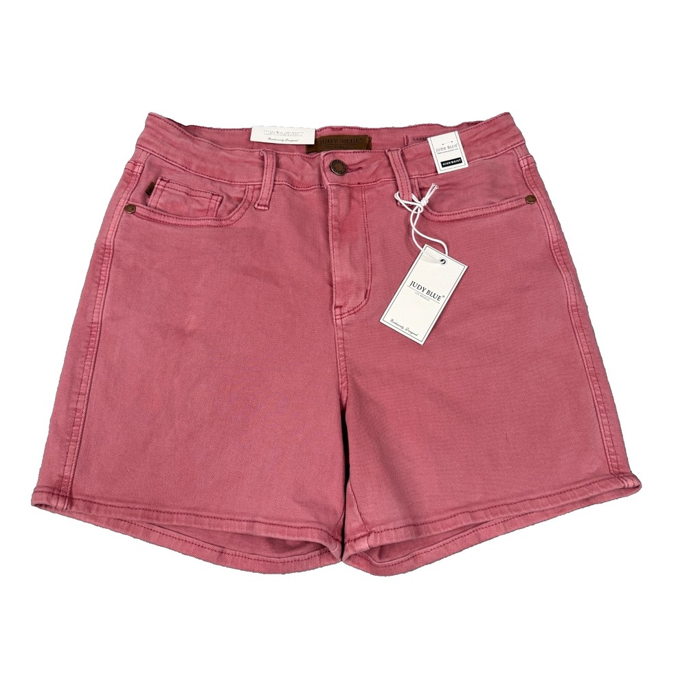 Judy Blue Denim Shorts Womens Large Rose Pink High Waist Stretch JB150347 NWT